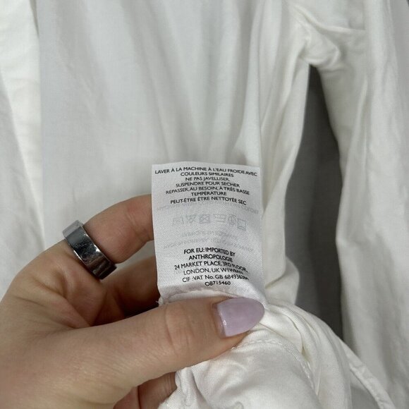 Maeve Anthro Womens Top Extra Small White Button Front Shirt Knot Tie Blouse - Picture 12 of 14